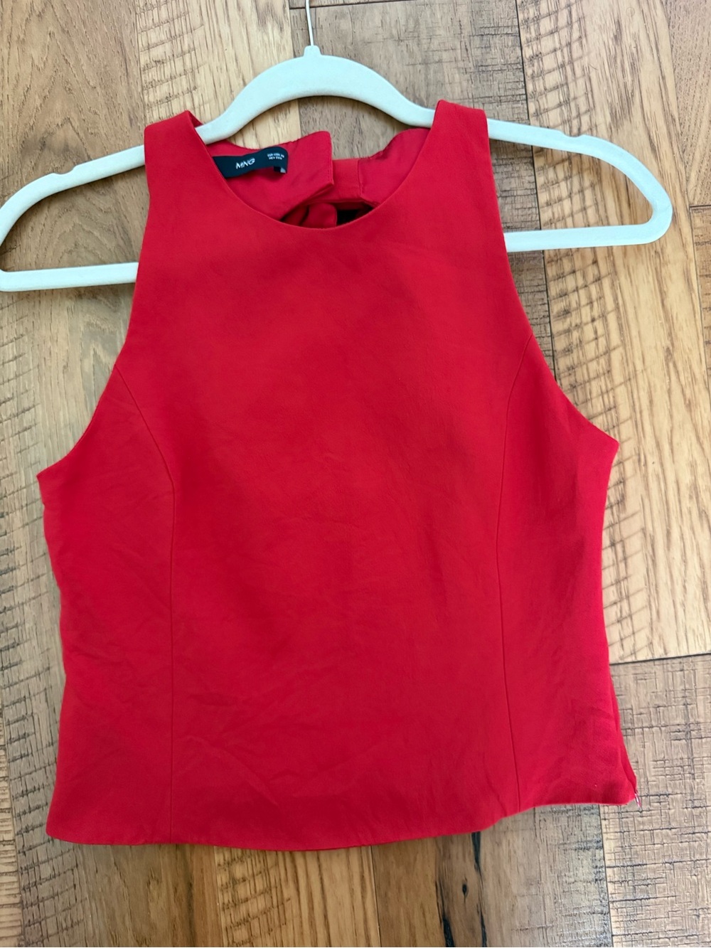 MNG by Mango Red High-Neck Cropped Tank